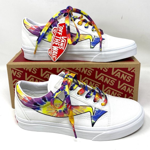VANS Old Skool Warp Canvas Sneakers White Tie Dye Shoes Men's Size 9 VN0A4U3B21R - Picture 6 of 10